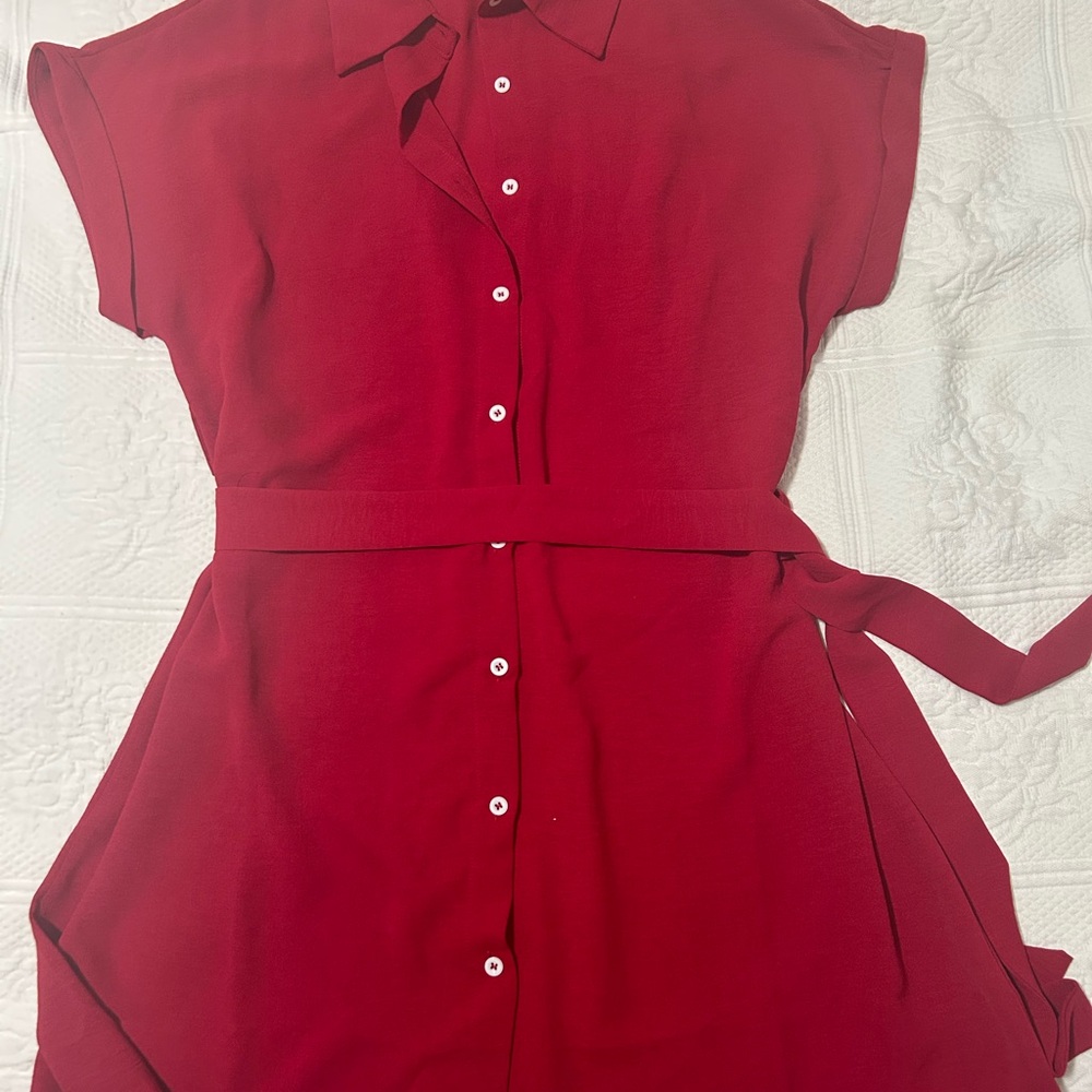 Elegant Red Button-Up Dress. Be ready for the summer!
